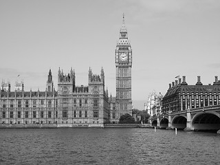 Image showing Black and white Houses of Parliament in London