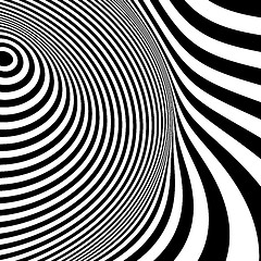 Image showing Black and white abstract striped background. Optical Art. 