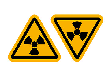 Image showing Radiation signs with glossy yellow surface
