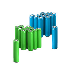 Image showing blue and green AA batteries