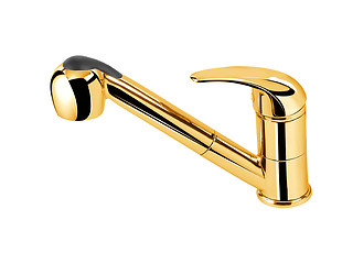 Image showing golden bathroom faucet