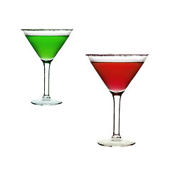 Image showing Isolated red and green cocktails