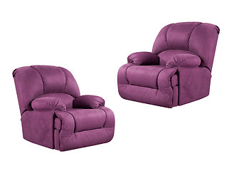 Image showing Bright purple leather Armchairs