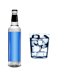 Image showing bottle and glass with ice cubes 