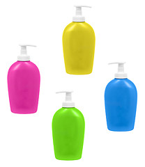 Image showing Plastic Bottles liquid soap on a white background