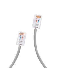 Image showing grey ethernet network cables plug isolated