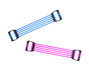 Image showing chest expander with blue and pink handle