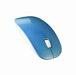 Image showing blue modern wireless computer mouse