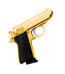 Image showing Golden revolver gun