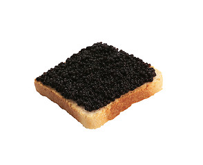 Image showing Black caviar sandwich