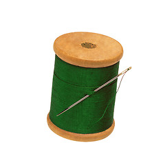 Image showing Spool of thread and needle isolated