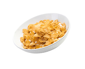 Image showing Cornflakes in porcelain bowl 