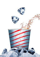 Image showing Cold soda in the cup with bubbles