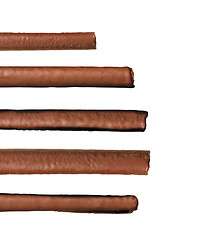 Image showing five bars of chocolate with caramel