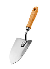 Image showing trowels with wooden handles isolated