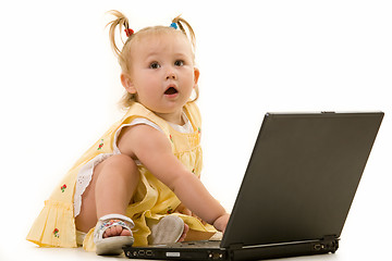 Image showing Baby on laptop