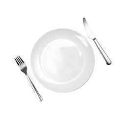 Image showing diner plate with fork and spoon