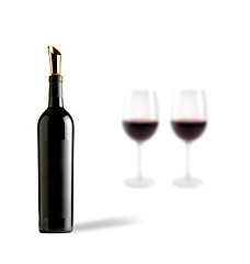 Image showing Bottle wine and glasses