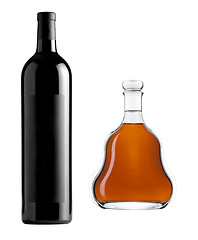 Image showing wine and whiskey bottles isolated