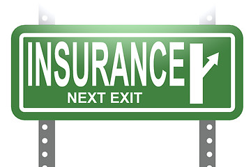 Image showing Insurance green sign board isolated