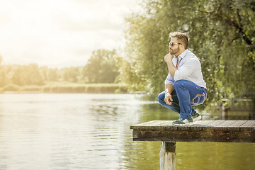 Image showing man at the lake