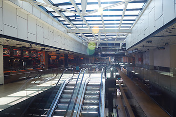 Image showing shopping mall interior  escalator