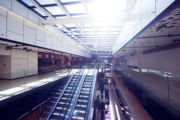 Image showing shopping mall interior  escalator