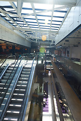 Image showing shopping mall interior  escalator