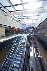 Image showing shopping mall interior  escalator