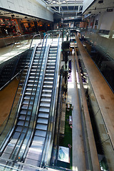 Image showing shopping mall interior  escalator