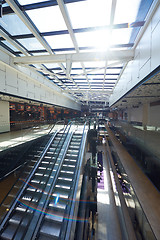 Image showing shopping mall interior  escalator