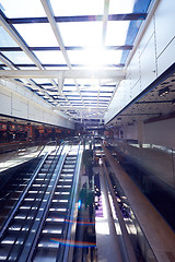 Image showing shopping mall interior  escalator