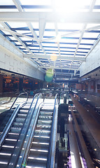 Image showing shopping mall interior  escalator