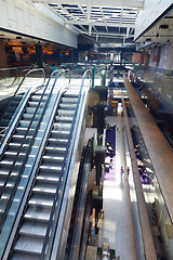 Image showing shopping mall interior  escalator