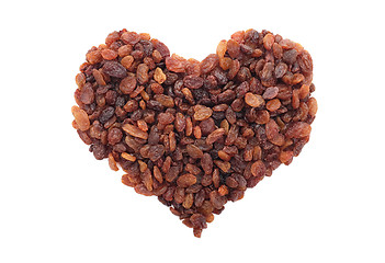 Image showing Sultanas in a heart shape