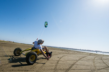 Image showing Ralph Hirner riding a kitebuggy