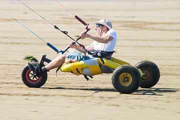 Image showing Ralph Hirner riding a kitebuggy