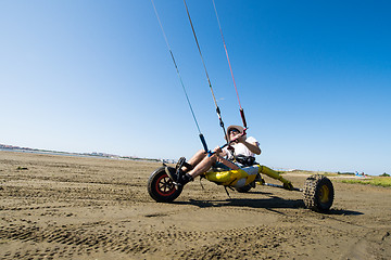 Image showing Ralph Hirner riding a kitebuggy