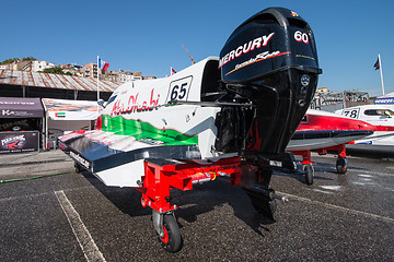 Image showing Team Abu Dhabi boat preparations