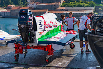 Image showing Team Abu Dhabi boat preparations