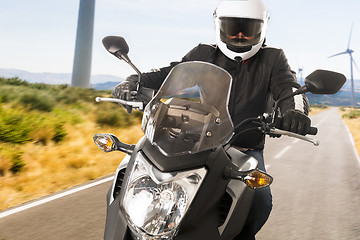 Image showing Biker on the road