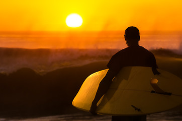 Image showing Surfer watching the waves
