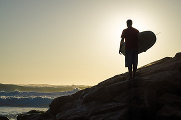 Image showing Surfer watching the waves