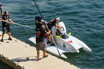 Image showing Mad-Croc Baba Racing Team boat preparations