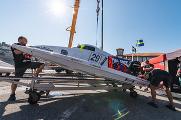 Image showing Mad-Croc Baba Racing Team boat preparations