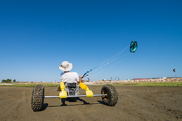 Image showing Ralph Hirner riding a kitebuggy