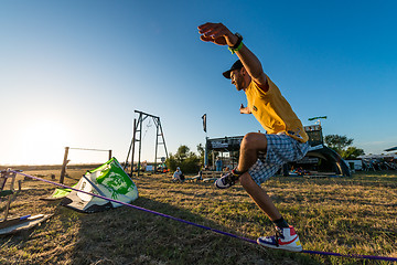 Image showing Andre antunes Slackline performance