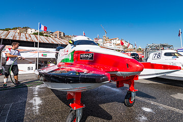 Image showing Team Abu Dhabi boat preparations