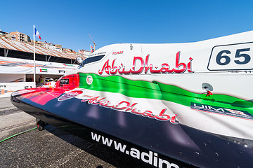 Image showing Team Abu Dhabi boat preparations