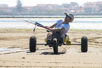 Image showing Ralph Hirner riding a kitebuggy